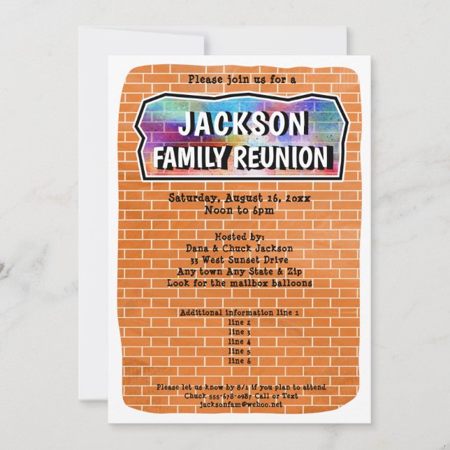 Roligt Graffiti Mural Art Family Reunion Inbjudningar (Framsida)