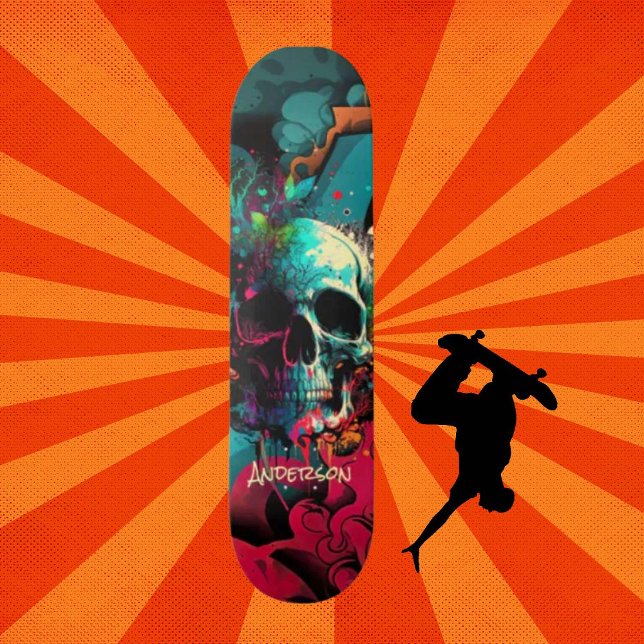 roligt Graffiti skalle Mini Skateboard Bräda 18,5 Cm (Original and best online Zazzle skateboard shop- Urban Warrior)