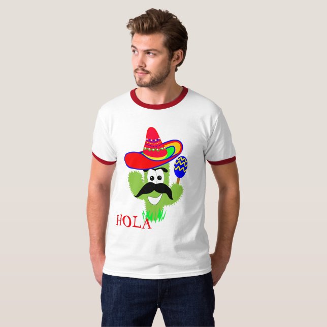 Roligt grafiskt Hola för gullig mexicansk T-shirt (Hel framsida)
