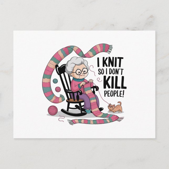 Roligt Grandma Knitting Design Vykort (Framsida)