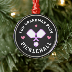 Roligt Grandmas Play Pickleball Julgransprydnad Metall