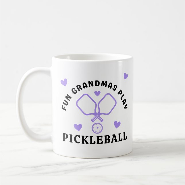 Roligt Grandmas spelar Pickleball med Namn Kaffemugg (Vänster)