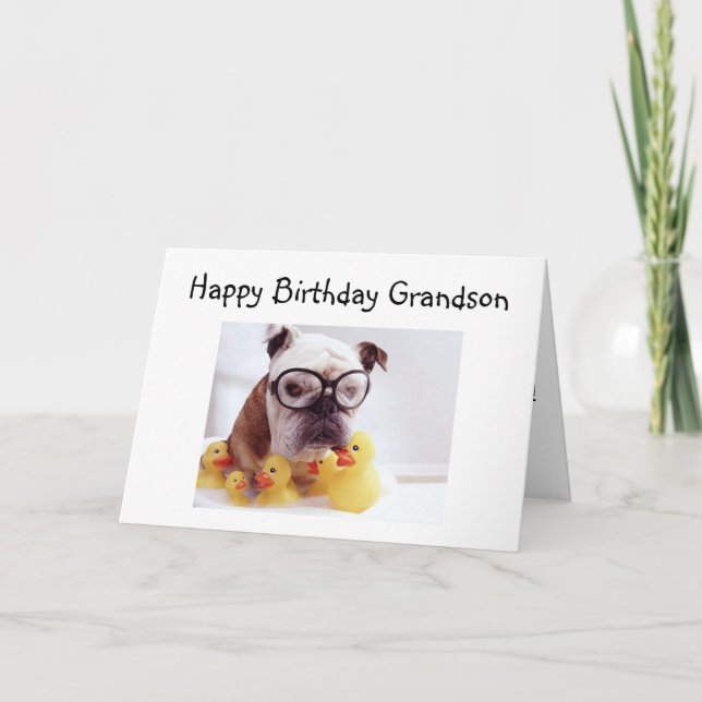 ROLIGT GRANDSON BIRTHDAY CARD KORT (Framsida)
