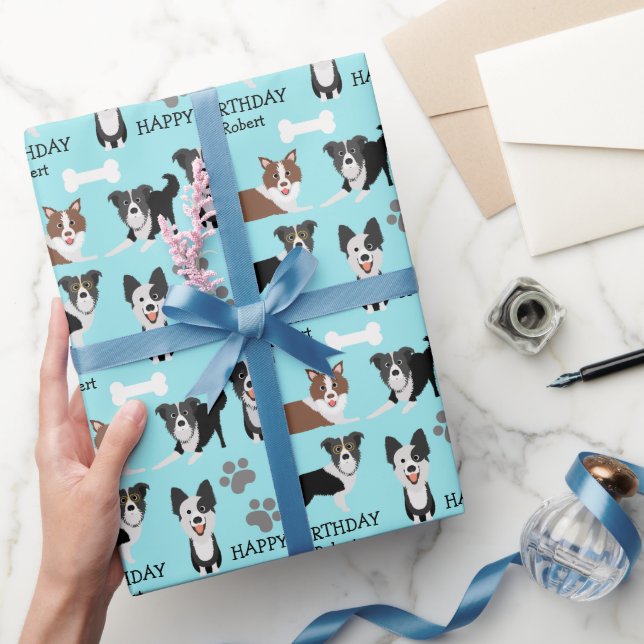 Roligt Gräns Collie Hund födelsedag Presentpapper (Gifting)