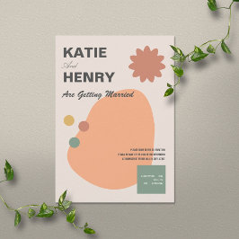 Roligt Graphic Design Terracotta Bröllop Inbjudningar