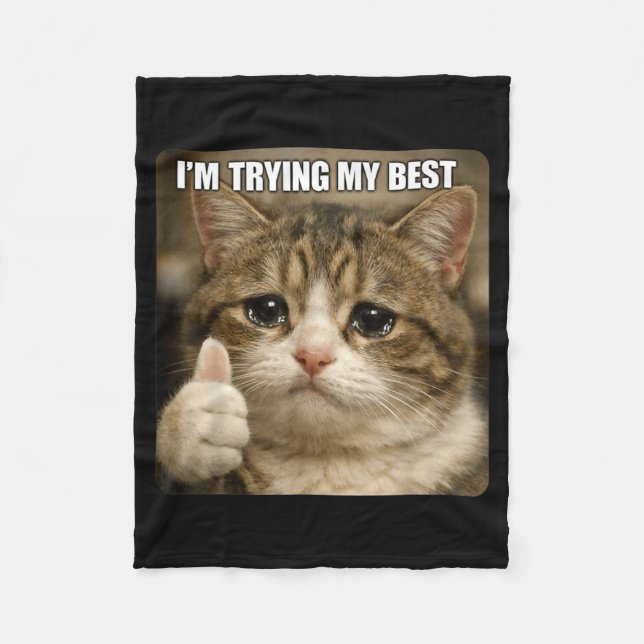 Roligt Gråtande Katt Meme för Män Kvinnor Barn Tes Fleecefilt (Framsidan)
