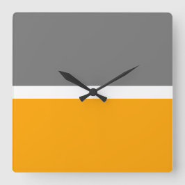 Roligt Grått Bright Golden Gult Färg Block Fyrkantig Klocka