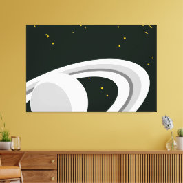 Roligt Grått lörn Planet Ringar Grönt Outerspace Canvastryck