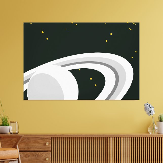 Roligt Grått lörn Planet Ringar Grönt Outerspace Canvastryck (Insitu (Vardagsrum))