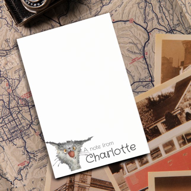 Roligt grått seriekatten och bin namn post-it block (Skapare uppladdad)