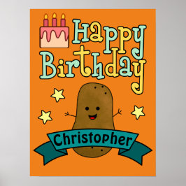 Roligt Grattis på födelsedagen Potato Personlig Po Poster