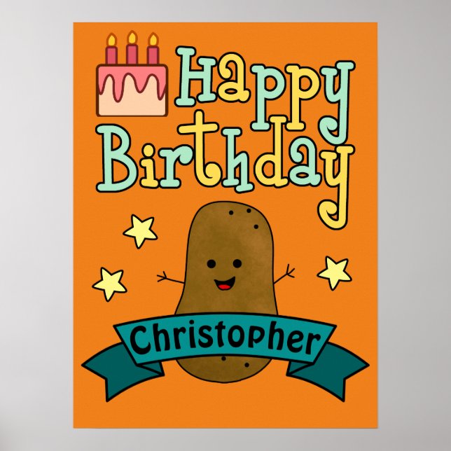 Roligt Grattis på födelsedagen Potato Personlig Po Poster (Framsidan)