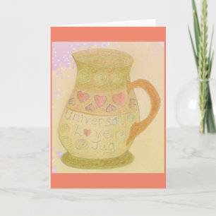 Roligt Greeting Card Kärlek Jug & World Round/Flat Kort