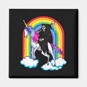 Roligt Grim Reaper Riding an Unicorn Death Unicorn Magnet