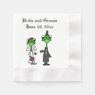 Roligt Grode och Groom Bröllop Design Pappersservett
