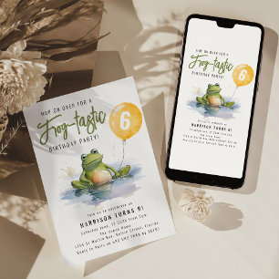 Roligt Grodstastiskt Födelsedagsfest inbjudan