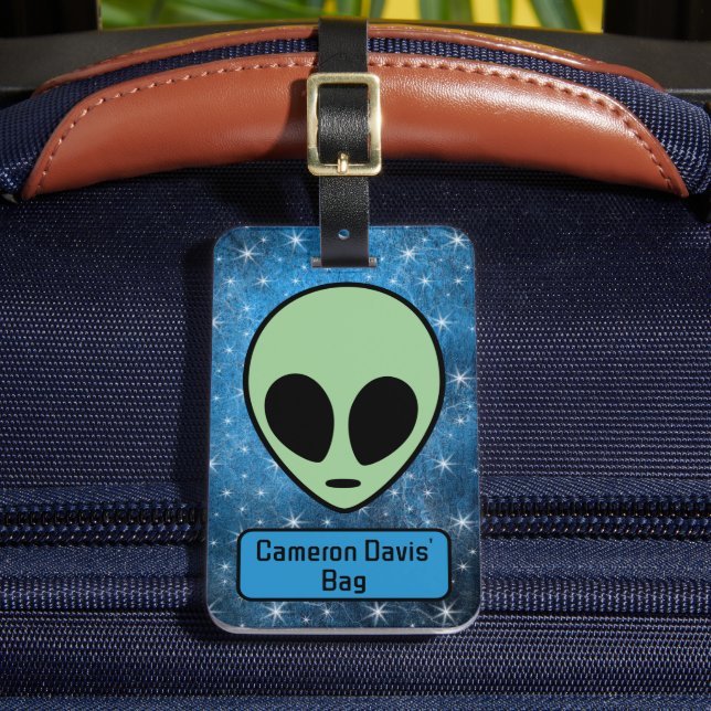 Roligt Grönt Alien Personlig Bagagebricka (Framsida Insitu 2)