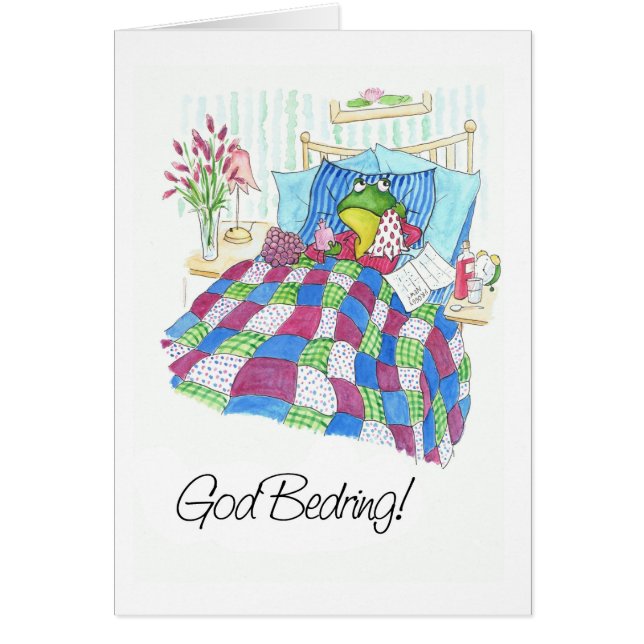 Roligt Grönt Frog kommer snart danska Hälsning Hälsningskort (Framsidan)