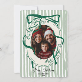 Roligt Grönt Hand plockade God jul Family Photo Inbjudningar