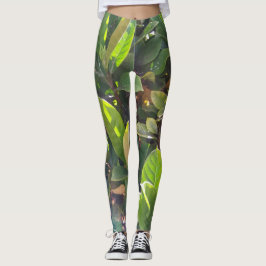 Roligt Grönt Löv Skriv ut kopplingar Leggings
