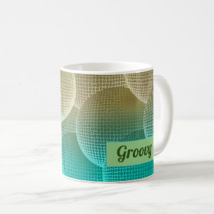Roligt Grönt och Gult Disco Bollar Mönster Kaffemugg