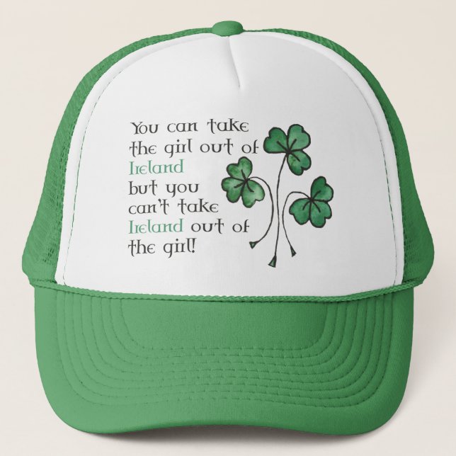 Roligt Grönt Shamrocks Irish Girl Trucker Cap Truckerkeps (Framsida)