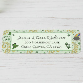 Roligt Grönt St patricks day Irish Blessings Returadress Etikett