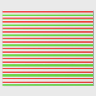 Roligt Grönt, Vit, Röd jul Inspired Rand Presentpapper