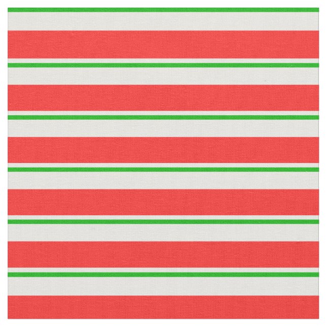 Roligt Grönt, vit, röd jul, Rand Tyg (Närbild)