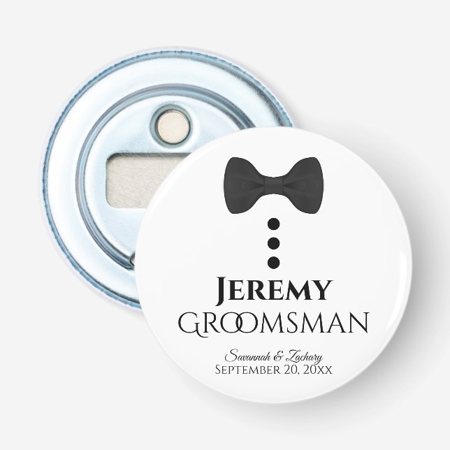 Roligt Groomsman Wedding Favor Black Tie Tuxedo Flasköppnare (Framsidan)