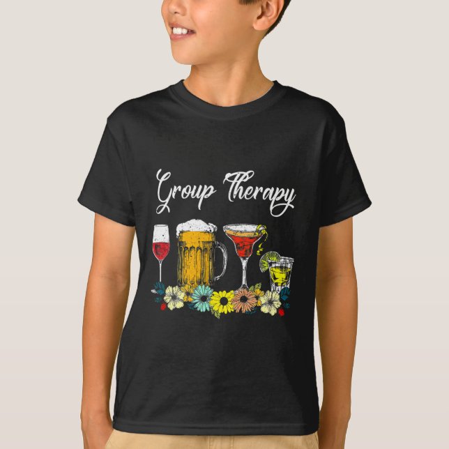 Roligt Group Therapy Blommigt Drink Gles Mental He T Shirt (Framsida)