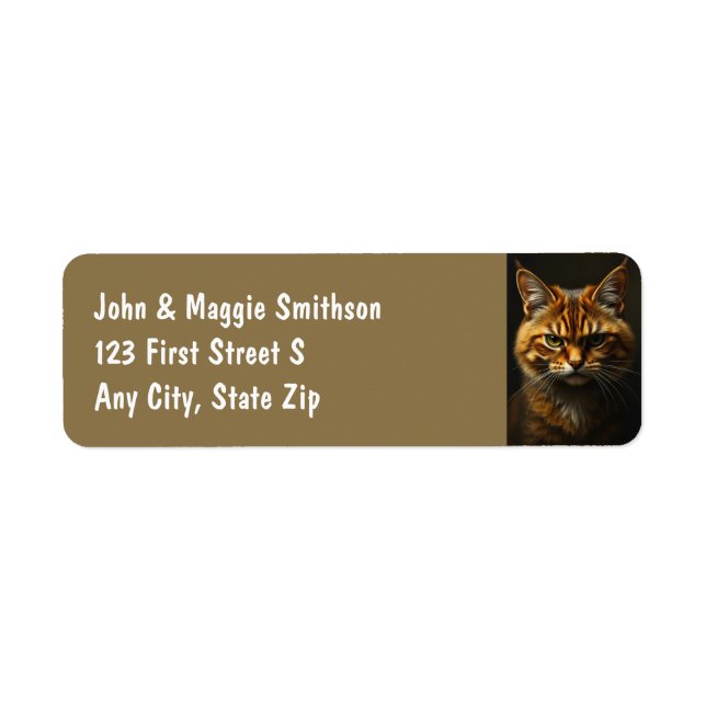 Roligt Grumpy Orange Tabby katt kitten Returadress Etikett (Framsidan)
