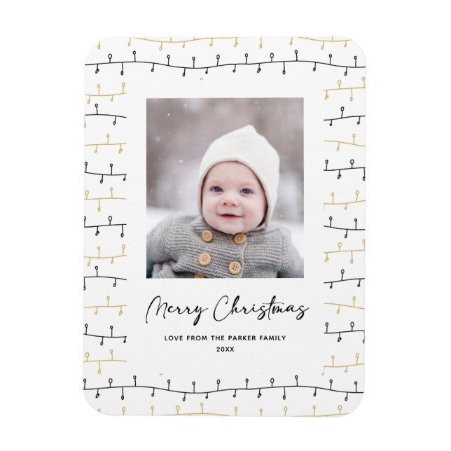 Roligt Guld Black jul Ornaments Simple White Magnet (Vertikal)