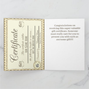 Roligt Guld Gift-certifikat Kort