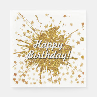 Roligt guld gnistra glitter graffiti-färgdroppstjä pappersservett