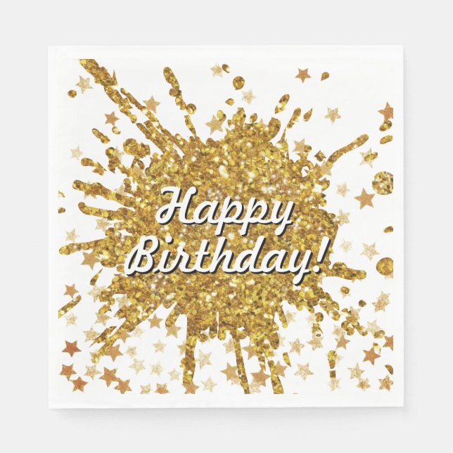 Roligt guld gnistra glitter graffiti-färgdroppstjä pappersservett (Framsidan)