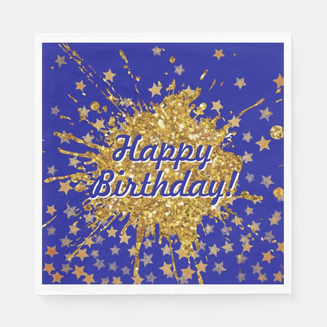 Roligt guld rosa gnistra glitter graffiti-färgstjä pappersservett (Framsidan)