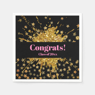 Roligt guld rosa gnistra glitter graffiti-färgstjä pappersservett