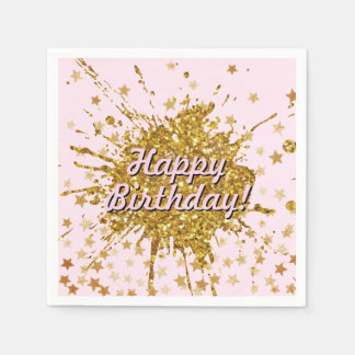 Roligt guld rosa gnistra glitter graffiti-färgstjä pappersservett