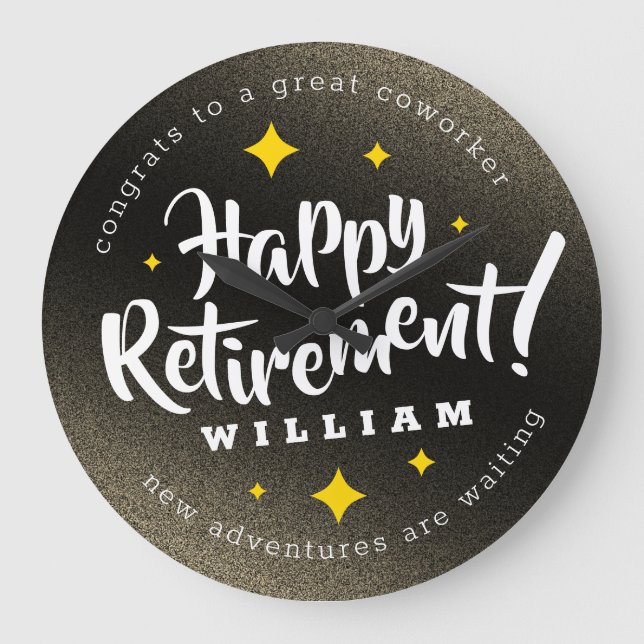 Roligt Guld Stars Pension Nya Äventyr Stor Klocka (Framsida)