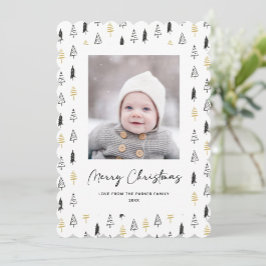 Roligt Guld Svarte Gräs Träd, minimalistisk jul Julkort