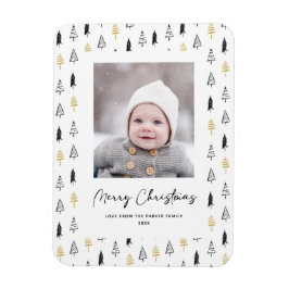 Roligt Guld Svarte Gräs Träd, minimalistisk jul Magnet