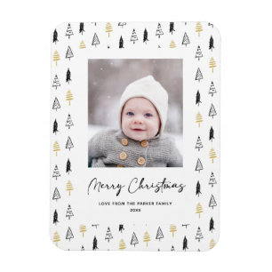 Roligt Guld Svarte Gräs Träd, minimalistisk jul Magnet