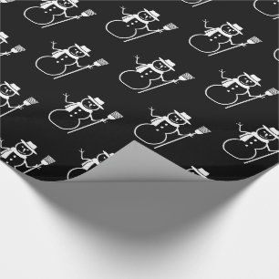 Roligt gulligt svartvitt snögubbemönster presentpapper