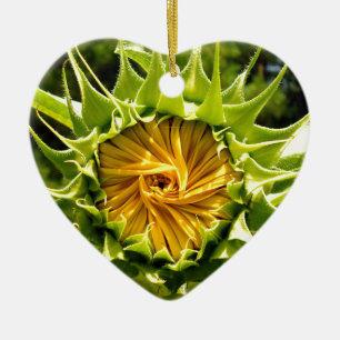 Roligt gult blommigt Solros Julgransprydnad Keramik