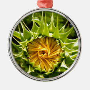 Roligt gult blommigt Solros Julgransprydnad Metall