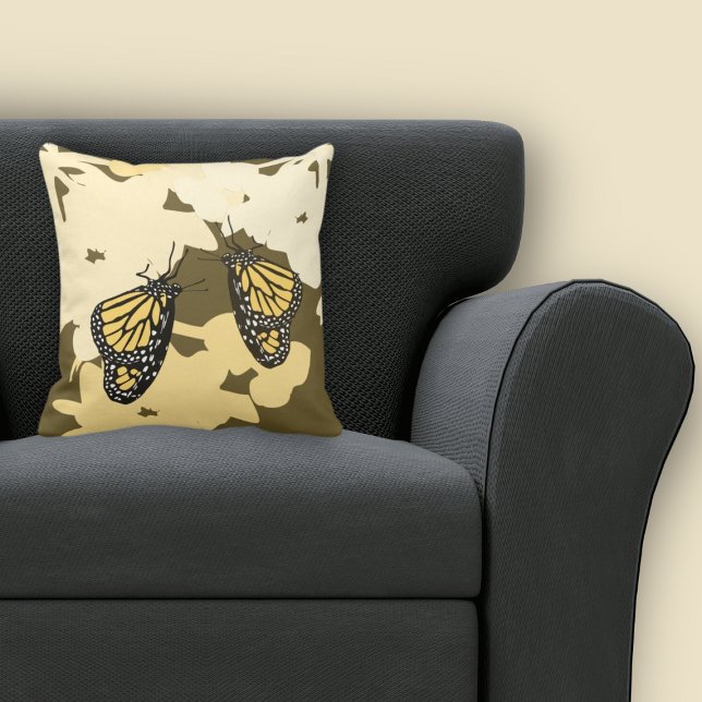 Roligt Gult Butterfly Pair Kudde (Fun Yellow Butterfly Pair Throw Pillow)