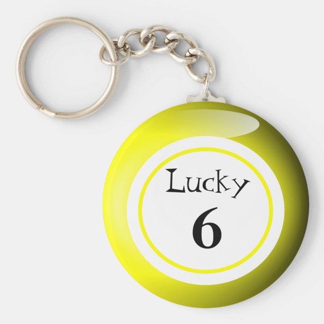 Roligt Gult Lucky Number Bingo Boll Theme Nyckelring (Framsidan)