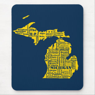 Roligt Gult och marinblå staten Michiganstäderna Musmatta