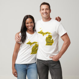 Roligt Gult och marinblå staten Michiganstäderna T Shirt